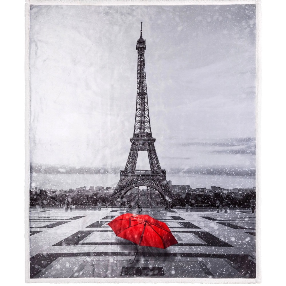 Boutique Collection Velvet Plush/Sherpa PHOTOREAL Paris Throw Blanket
